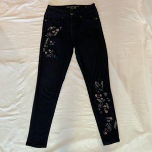 Melissa McCarthy Seven Skinny Blue Jeans Embroidery Size 4 Slimming Silhouette